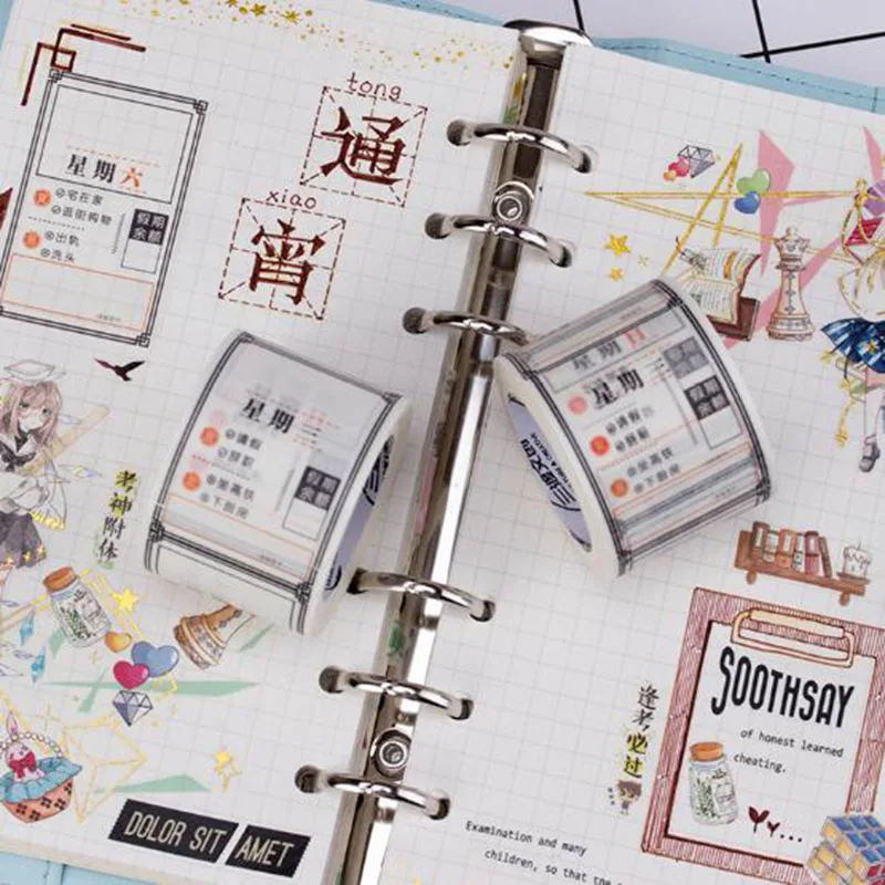 

4 Pcs/lot Decorative Text Washi Tape Written Paper Tape Stationery Week Plan Diary Scrapbooking Supplies Stickers