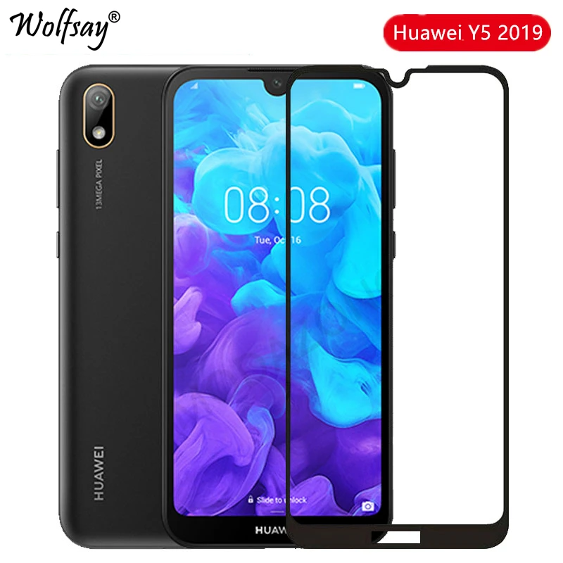 

2PCS Full Cover Tempered Glass For Huawei Y5 2019 Glass Color 9H Full Glue Screen Protector For Huawei Y5 2019 Glass AMN-LX9 LX1