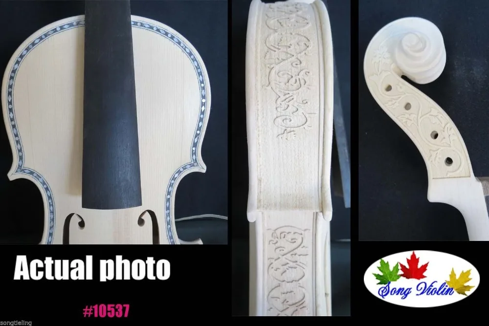 Необработанная скрипка в стиле Strad 4/4 с инкрустацией сверху и сзади резная ребра
