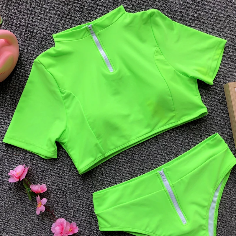 Bikinx спортивный купальник на молнии, пуш-ап, черный купальник, женская футболка, высокая талия, купальный костюм, женский купальник, Бразильское бикини