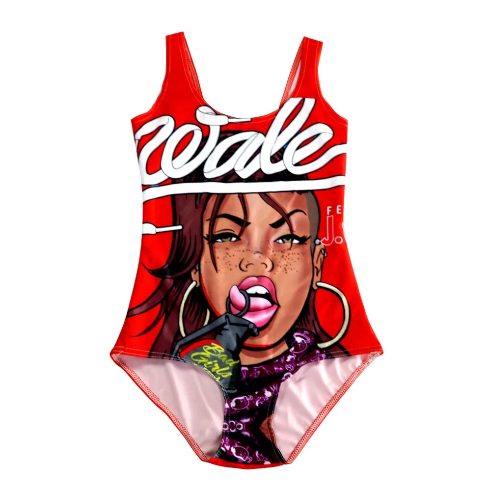 Новый Забавный женский купальник с принтом на большом языке размера плюс