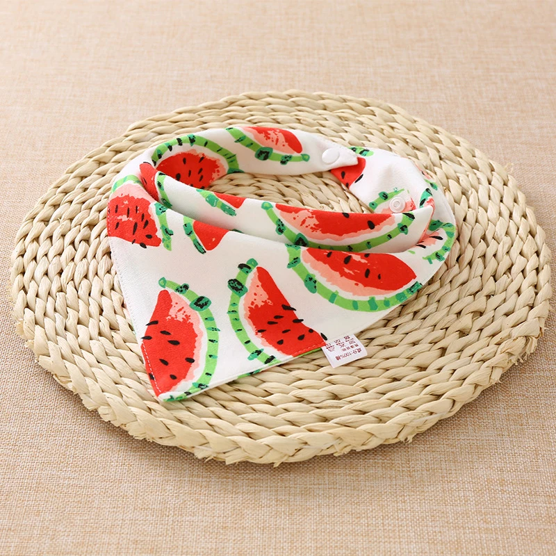 A7 watermelon Хлопковая бандана, нагрудники, детский халат для кормления, Детская слюнявчик, Слюнявчик с героями мультфильмов, Детские аксессуары для еды, мягкие детские вещи - Color: A7 watermelon
