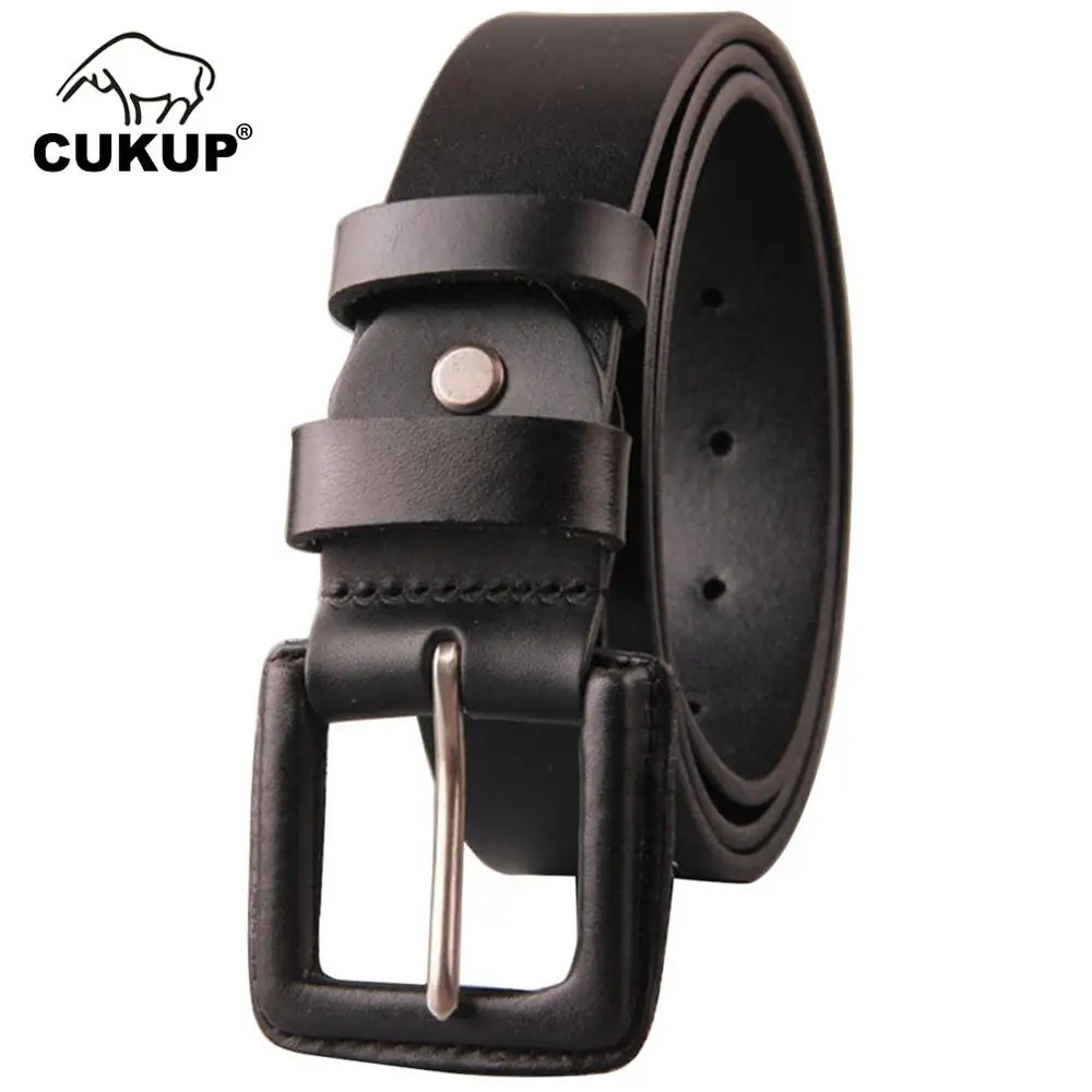 

CUKUP Mens Unique Designer Retro Needle Buckles Men Cow Skin Leather Anti Allergy Belts Male Casual Styles Jeans Belt Man NCK185