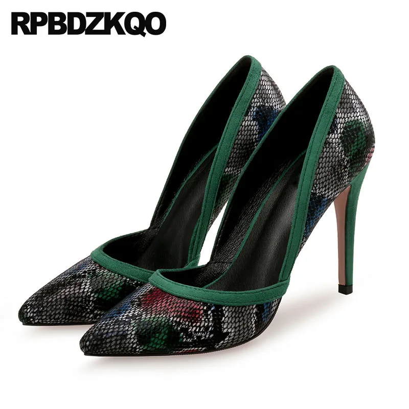 

Super Women Low Heels Pointed Toe Pumps 10 42 Sexy 12 44 Snake Snakeskin Thin Ultra 8cm Plus Size Gray Extreme Green High Shoes