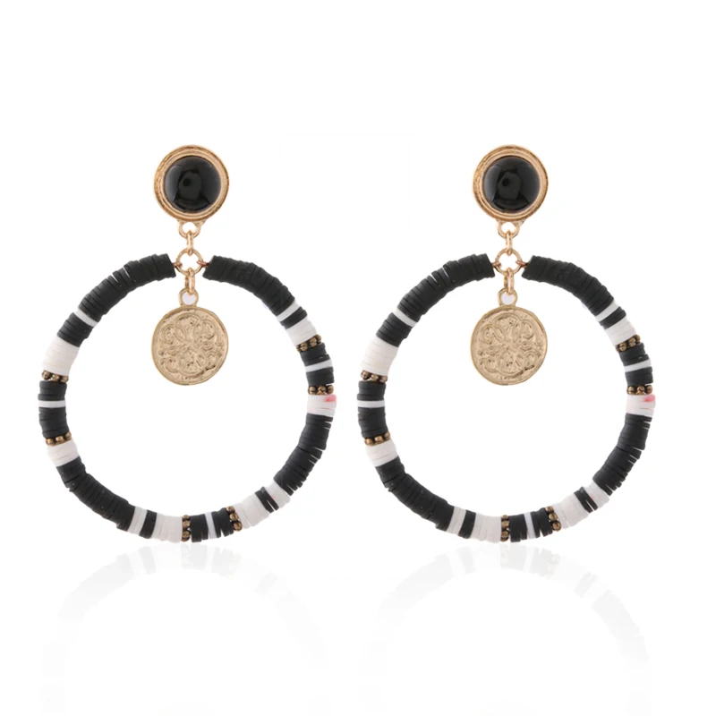 Глиняные серьги NeeFu WoFu из мягкой керамики этнические Большие женские