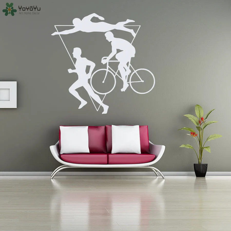 Спортивная мужская Наклейка на стену для плавания езды велосипеде и бега
