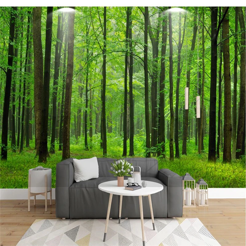 

beibehang Wallpaper mural custom living room bedroom modern fresh beautiful forest woods landscape mural TV background
