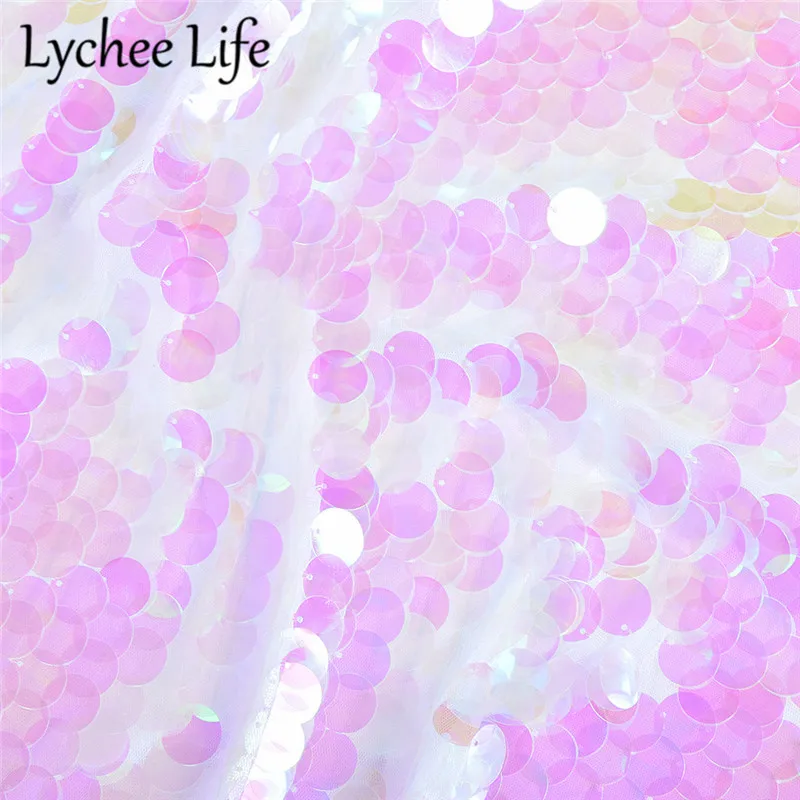 Lychee Life блестки Лазерная кружевная ткань 18 мм красочная полиэфирная ткань DIY домашний ручной работы швейное платье одежда аксессуары
