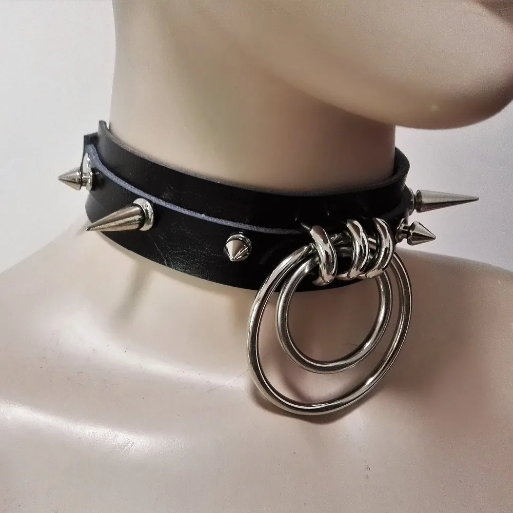 Кожаный чокер ручной работы Модный пикантный ремень в стиле панк готический