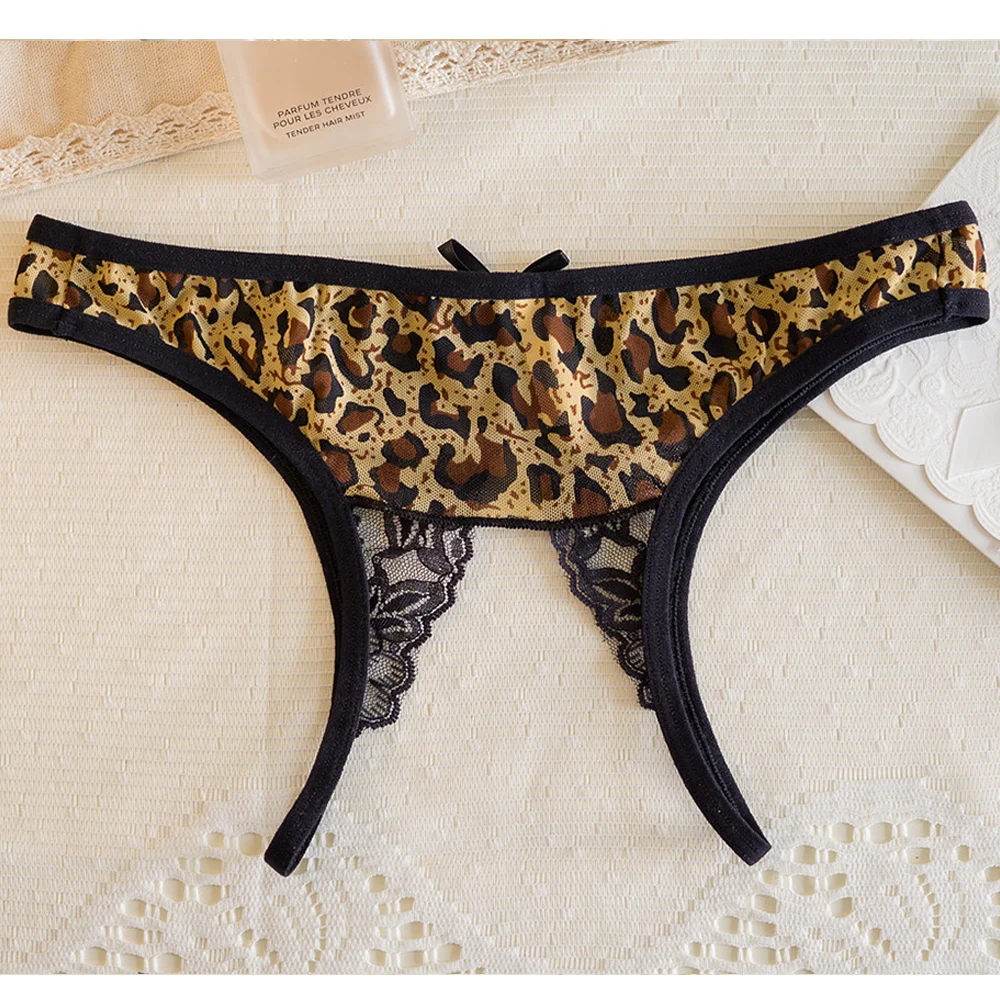 Сексуальные женские прозрачные трусики с открытой промежностью размера плюс