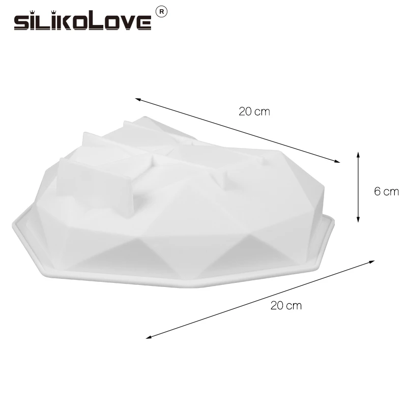 Силиконовые формы в форме сердца с 3D бриллиантом SILIKOLOVE для выпечки, губка, шифон, мусс, десерт, формы для пирожных, пищевая форма