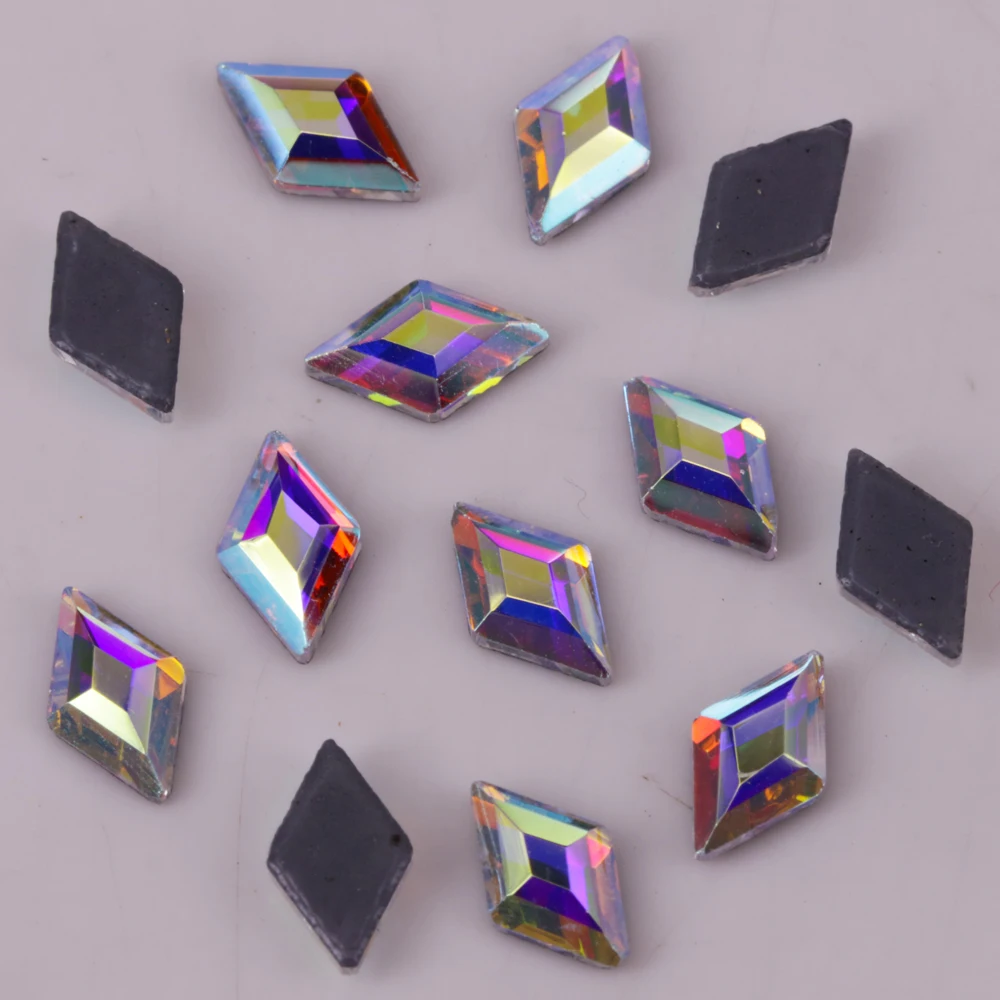 

Lead Free AAA 3x5mm, 4x6.6mm Crystal AB New Rhombus Flat Back Hotfix Rhinestones / Iron On Flat Back Crystals