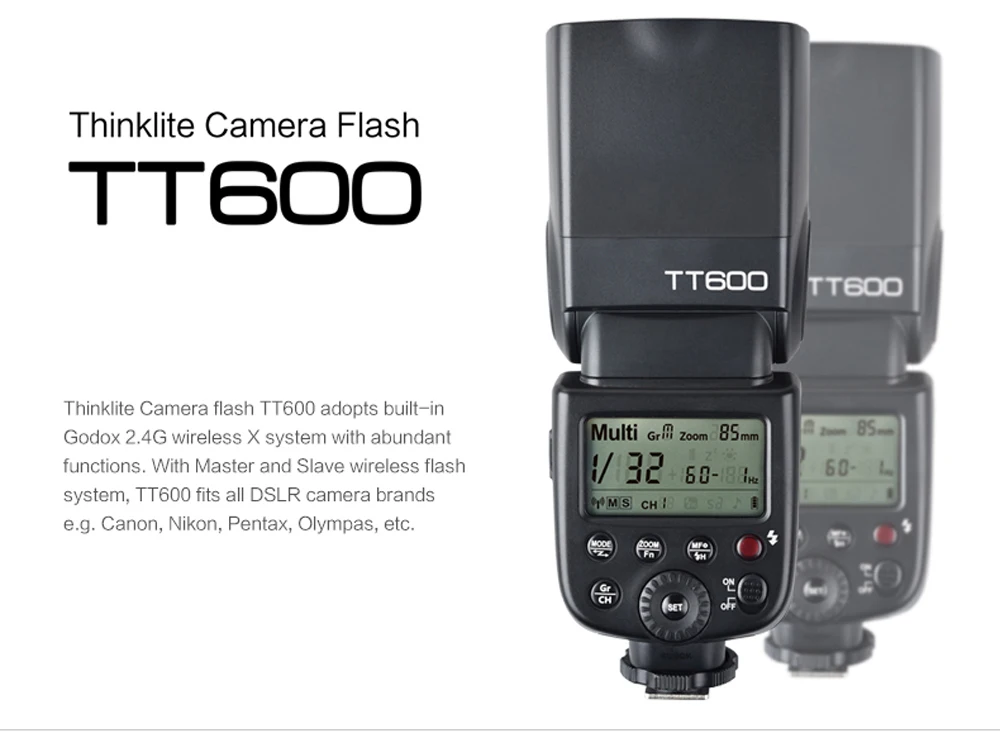 GODOX TT600 GN60 вспышка светильник Master Slave Speedlite 2,4G Беспроводная система для DSLR камеры Canon Nikon Pentax Olympus Fuji sony