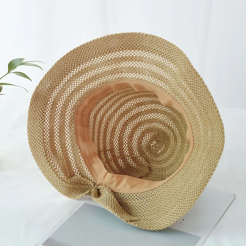 Женская Соломенная туристическая шляпа складывающаяся Солнцезащитная на