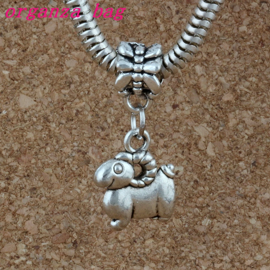 

100pcs Dangle Zinc Alloy Sheep Charm Big Hole Beads Fit European Charm Bracelet Jewelry 12x27mm A-227a