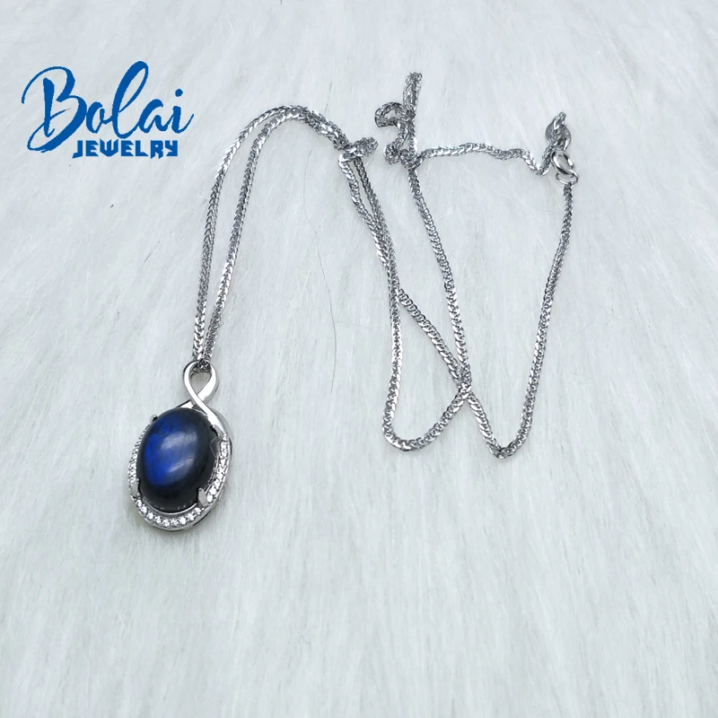Bolaijewelry, Классическая Подвеска на ожерелье, натуральный лабрадорит, овальный, 10*14 мм, хорошее ювелирное изделие для женщин, юбилей, праздничная одежда, лучший подарок