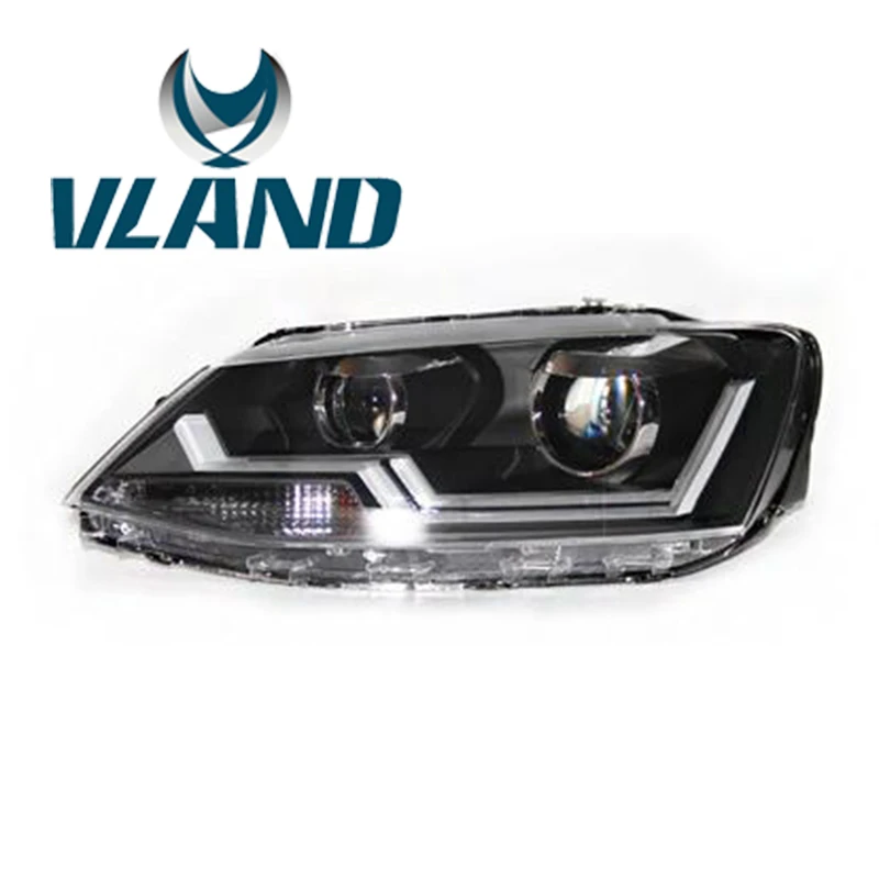 Автомобильные аксессуары от производителя Vland, Головной фонарь для Jetta 2012- для Sagitar, фары с DRL H7 Xenon