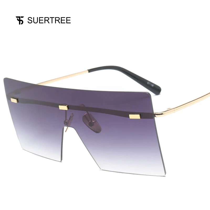SUERTREE модные большие квадратные градиентные солнцезащитные очки Мода UV400 Металл