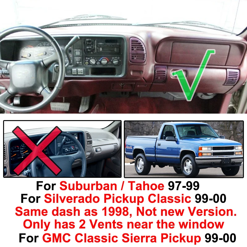 Коврик Xukey для приборной панели Солнцезащитный коврик ковер Chevrolet Silverado C1500 C2500 C3500