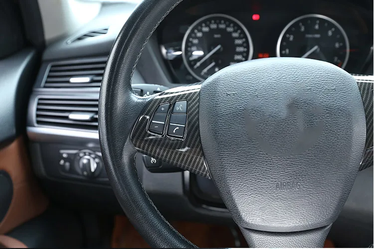 2 шт. углеродное волокно руль кнопка крышка декоративная рамка для BMW X5 E70 2008 2013