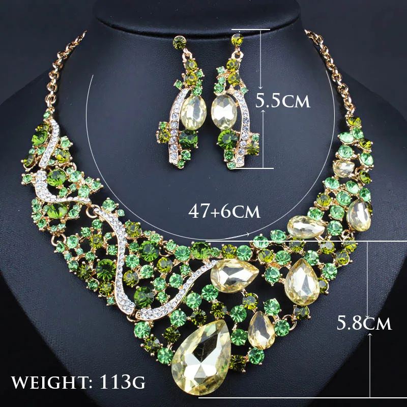 Роскошные свадебные ювелирные изделия Полный Кристалл горный хрусталь