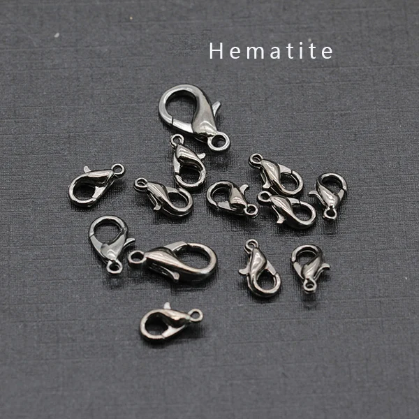 hematite 10/100p 10/12/14/16 мм сплав античная бронза/золото/серебро Лобстер крючки с шариками конечные бусины в форме цветов для ожерелье и браслет-цепочка "сделай сам" - Цвет: hematite