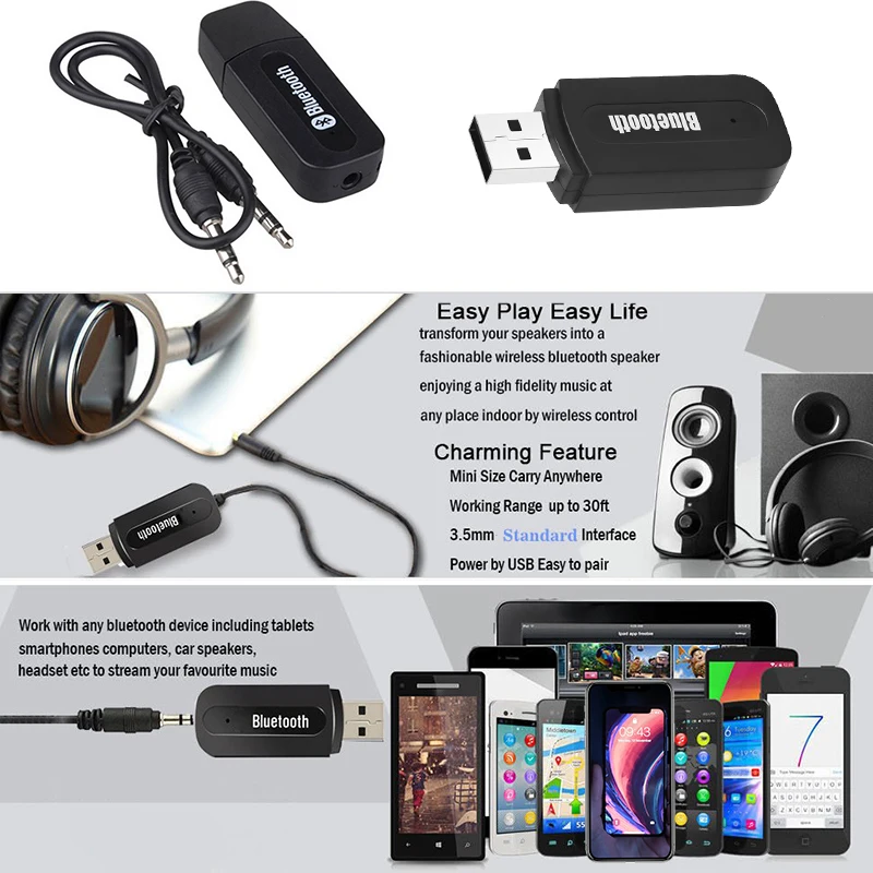 Bluetooth A2DP Dongle стерео музыкальный аудио приемник беспроводной USB адаптер