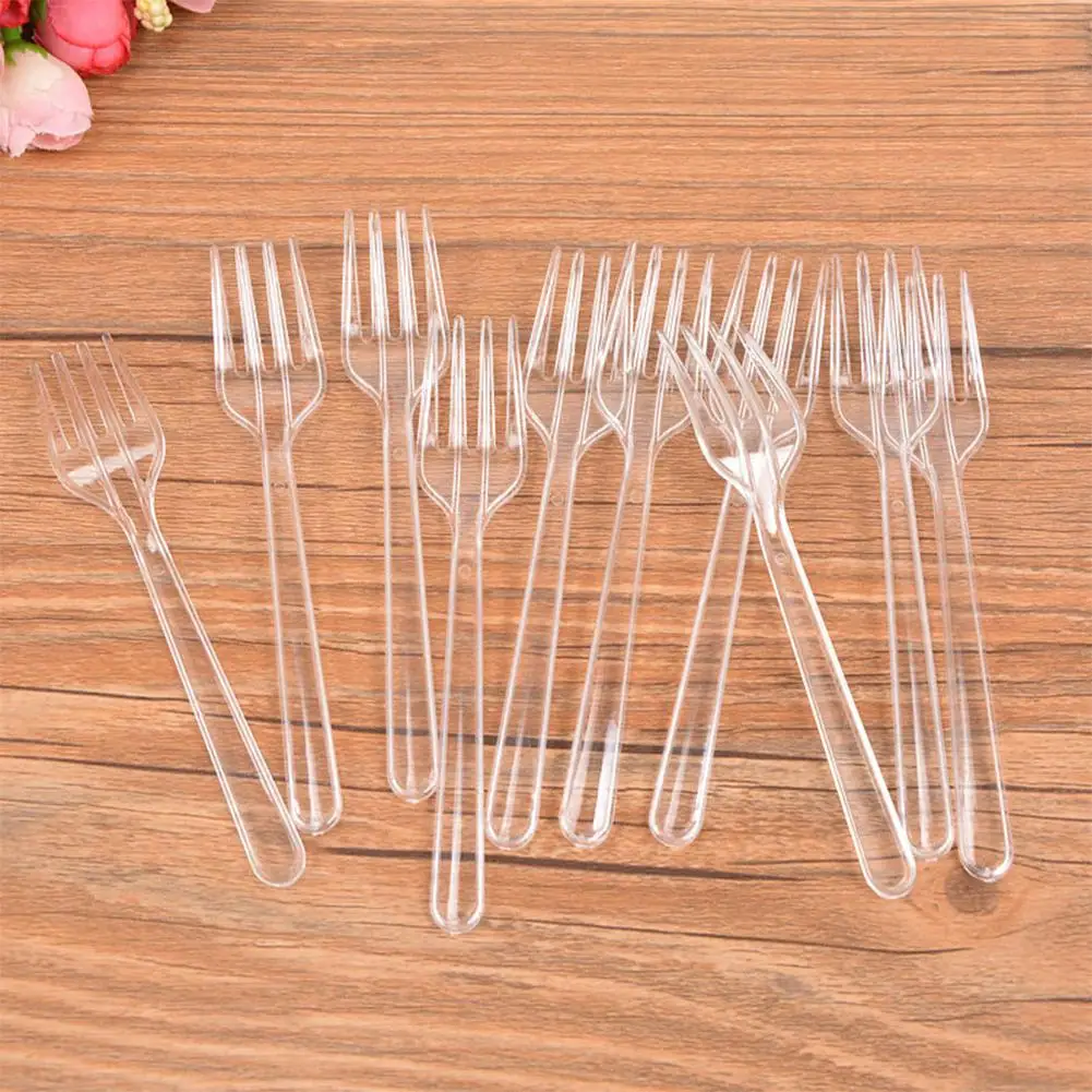 Adeeing 95 шт. 4 зуб одноразовый прозрачный Пластик торт Вилка для десерта|cake fork|disposable