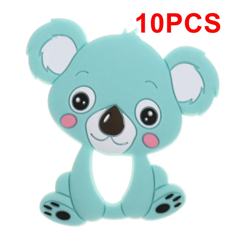 Koala-Turquoise Bpa бесплатно 10 шт. милый динозавр силиконовая Детская Подвеска-Прорезыватель для зубов ожерелье коала Дракон пищевой подарок для кормления Единорог енот - Цвет: Koala-Turquoise