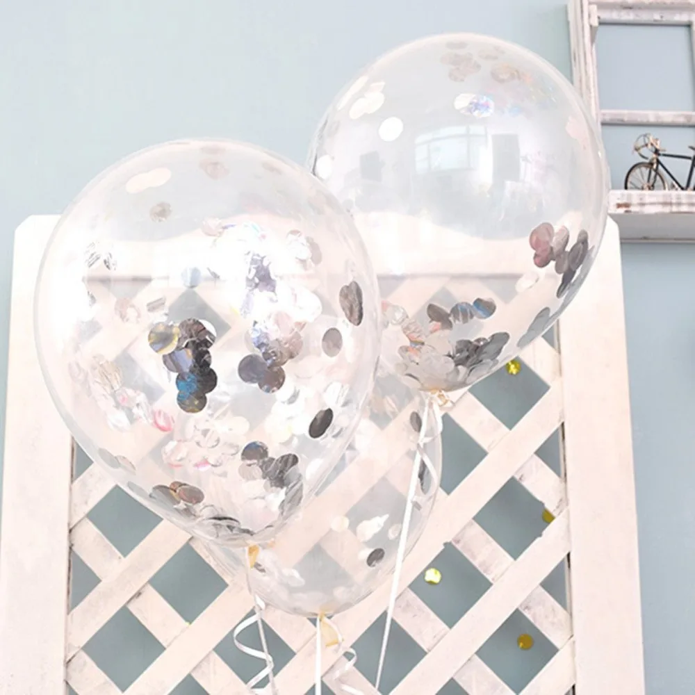 6pcs/lot 12inch Silver Confetti latex Balloons Foil Bouquet Wedding Birthday Party hen party baby kids Decoration balloon | Дом и сад