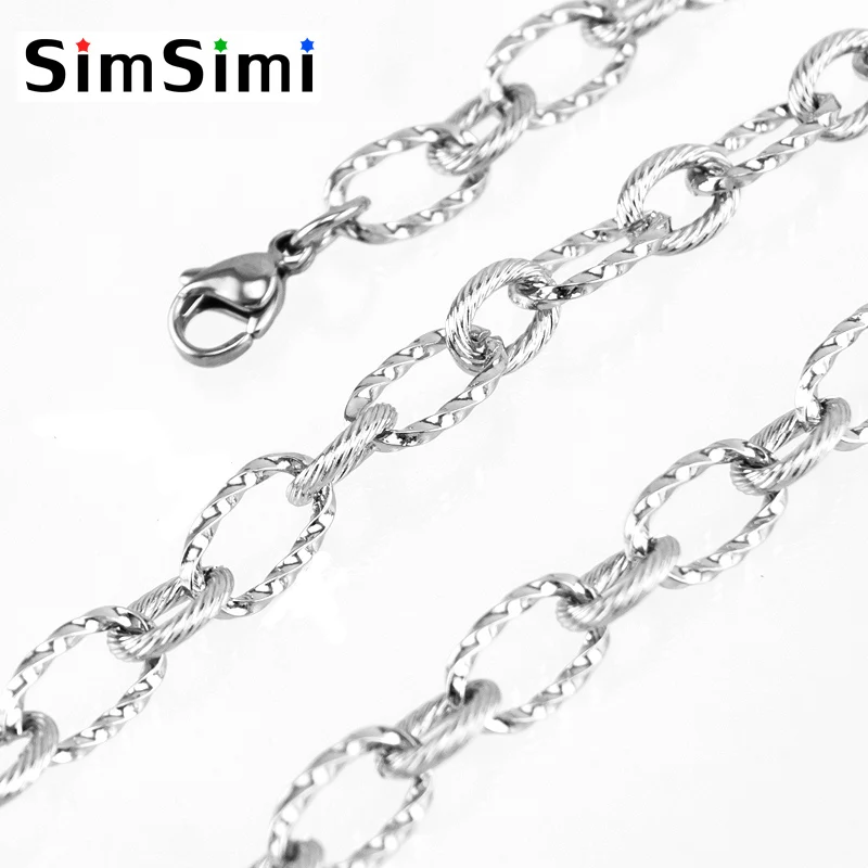 

Simsimi women Jewelry Twist ROLO Necklace Bohemia personalized Cable chain Stainless steel wholesale 5pcs