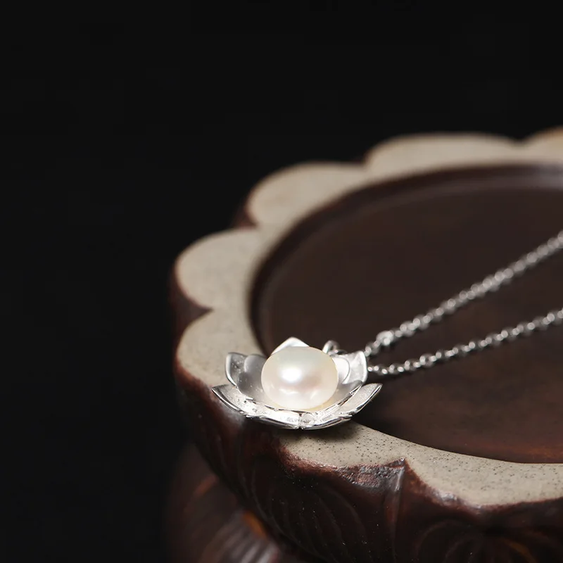 Amxiu модное белое ожерелье с пресноводным жемчугом 100% Серебро 925 пробы колье