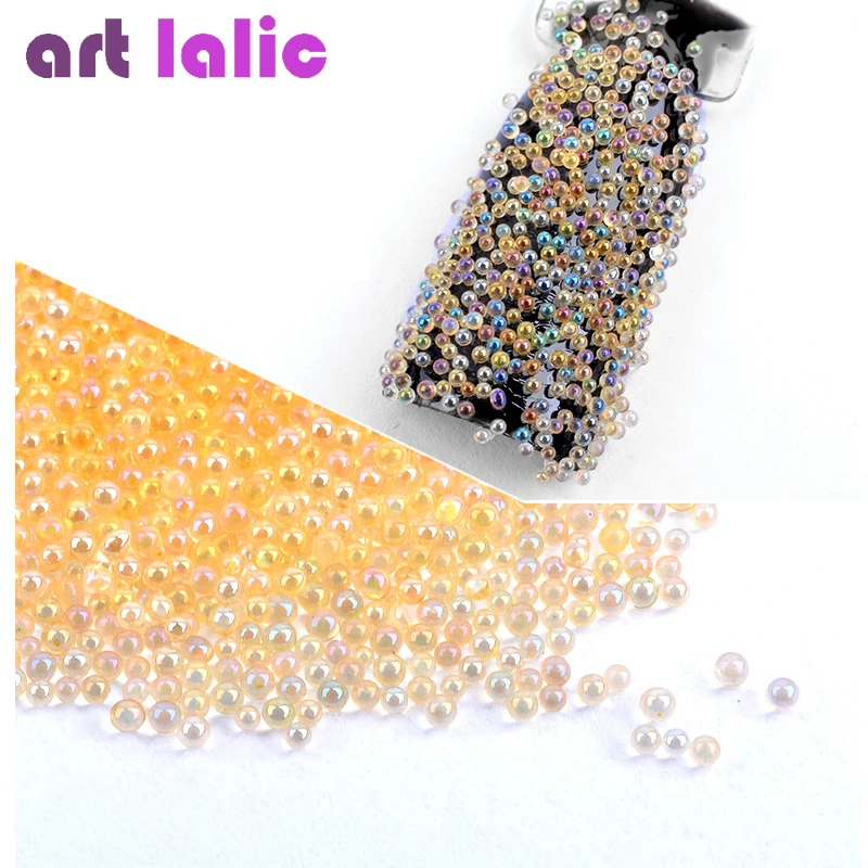 Art lalic 1 коробка AB изысканные блестящие маленькие стеклянные бусины, украшения для ногтей 3D инструменты для маникюра DIY 6 цветов украшения для ногтей