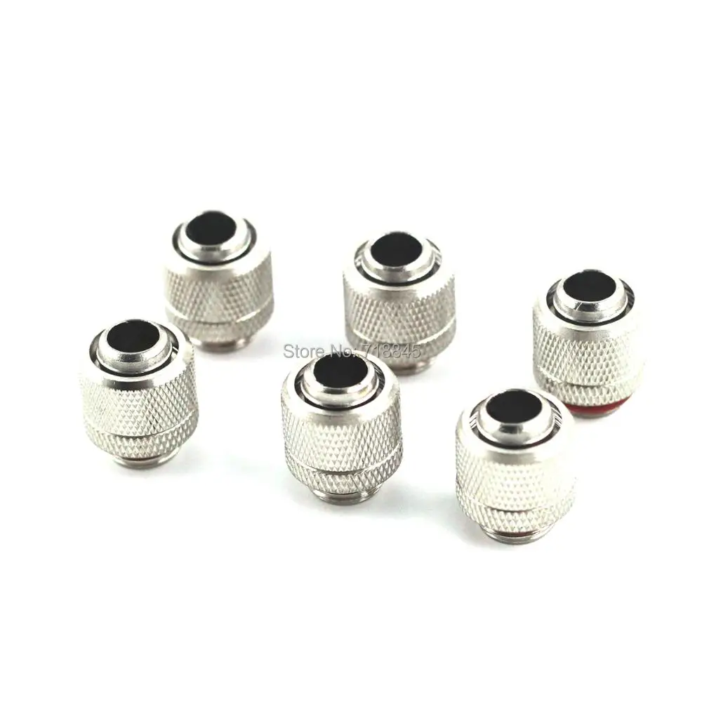 6pcs/ lot Siliver Black 3/8&quot ID 1/2&quot OD Compression Fitting nozzle G1/4 thread suit 9.5x12.7mm tubing water cooling computer |