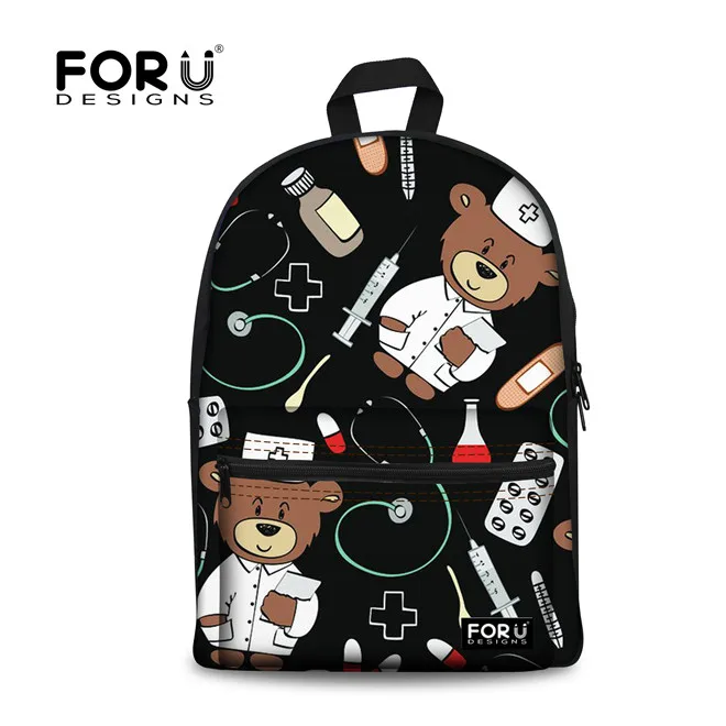 YQ1026J FORUDESIGNS Для женщин рюкзак милый мультфильм медсестра медведь печати рюкзак мода Дорожная сумка для девочек-подростков ноутбук рюкзак Mochila Bolsa - Цвет: YQ1026J