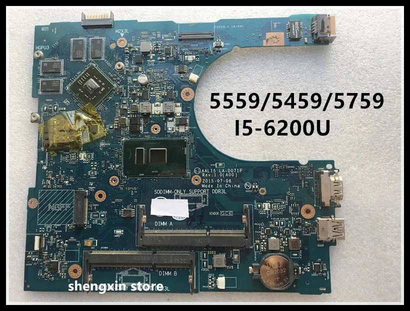 AAL15 LA D071P для ноутбука Dell 5559 5459 материнская плата SR2EY I5 6200U 5759 системная CN 0T66WJ T66WJ