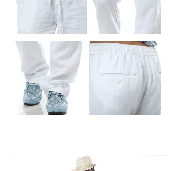 Мужские льняные брюки повседневные штаны свободного покроя мужские