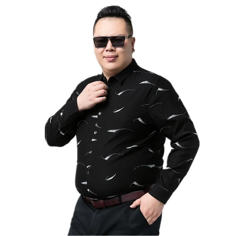 2017 New big size 8XL 7XL Men's Casual Shirts Full Sleeve Solid Printed Fashion Designer Dress Shirt Men Clothes Camisa Masculin | Мужская