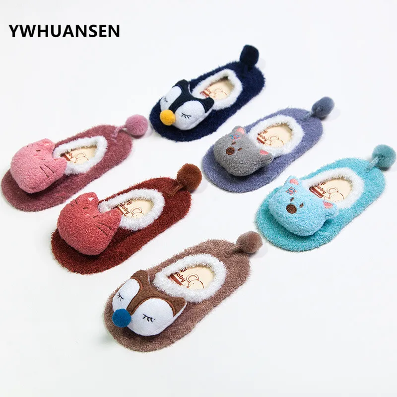 

YWHUANSEN зимние носки для девочек, детские носки с героями мультфильмов, обувь для детей, детские носки для мальчиков, носки, не скользящие
