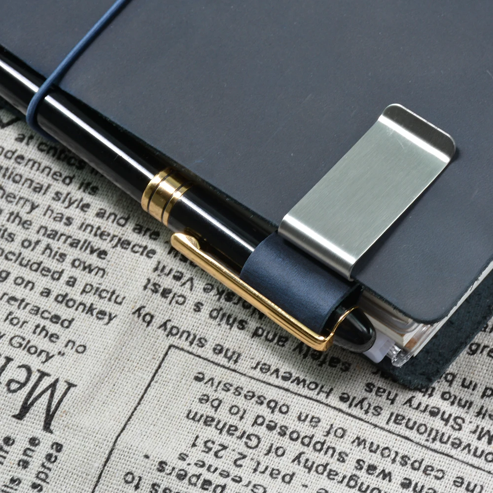 Handnote металлическая кожаная ручка карандаш держатель латунь нержавеющая сталь зажим для ноутбука Аксессуары для планировщика канцелярские товары