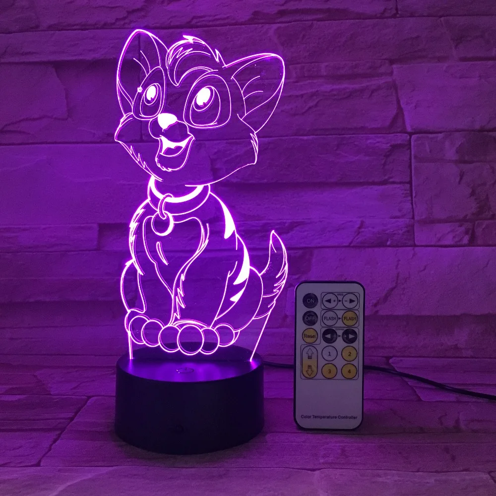 Мультяшная лампа для собак ночник 3D светодиодный USB сенсорный выключатель с