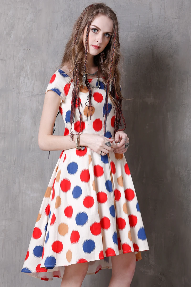 Good Quality Dress 2017 European Fashion New Summer Irregular Polka Dot Female Trumpet / Mermaid Cute Vintage Vestidos | Женская одежда
