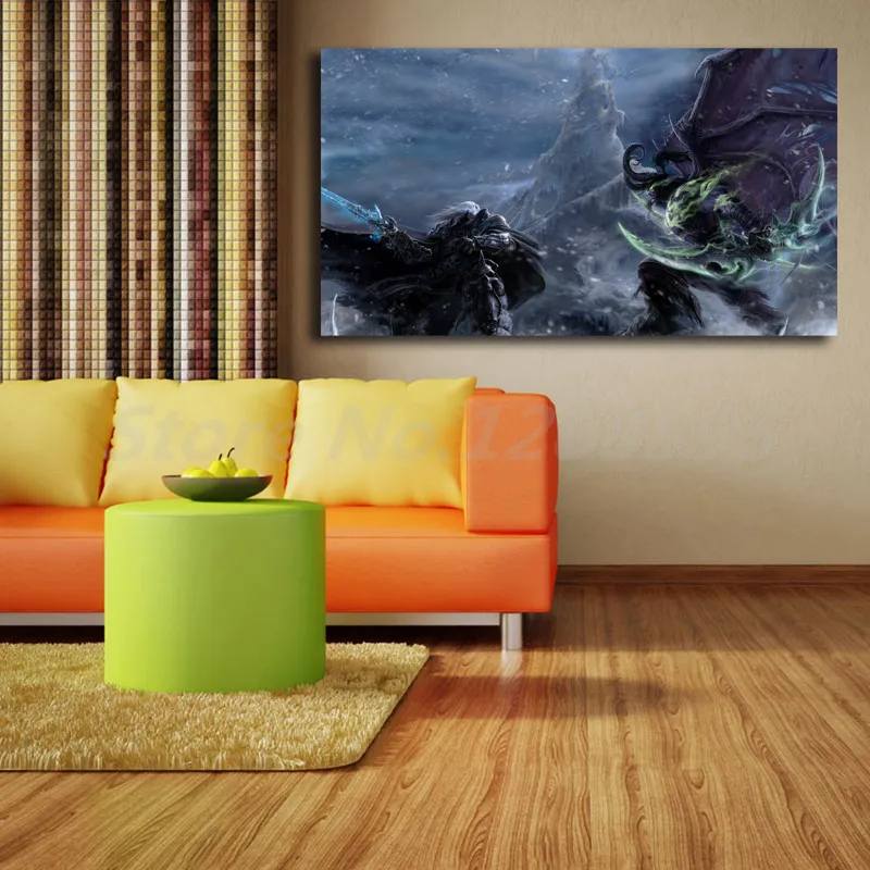 World Of Warcrafts Arthas Vs Illidan настенные художественные плакаты с принтами картины для