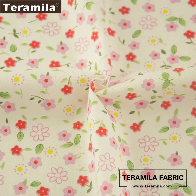 Хлопок teramila ткань с принтом красный и розовый цветочный дизайн саржевого материала лоскутное платье украшение с помощью квилтинга Текстильная Одежда