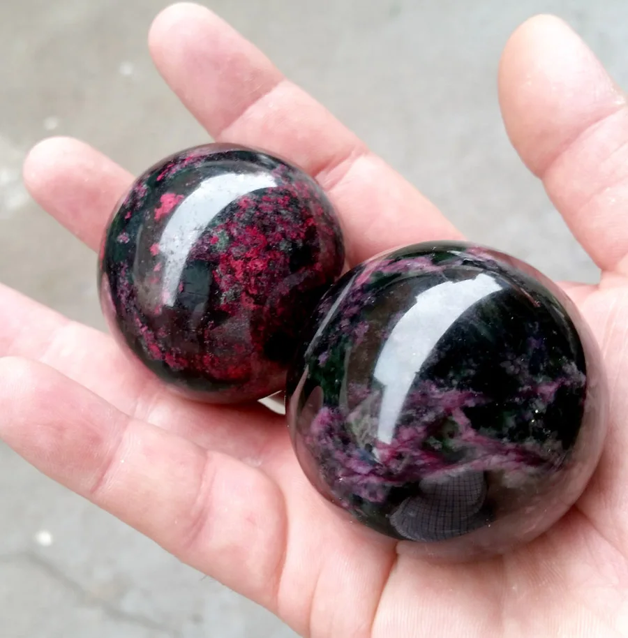 

Natural Peach Blossom Stone Jade Ball Onl Crystal Sphere Healing 50mm