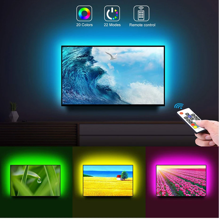 5V USB Светодиодные ленты 5050 RGB Светодиодные ленты светильник Bluetooth Wifi музыкальная полоса IP65 Гибкая светодиодный лента ТВ фон светильник Инж