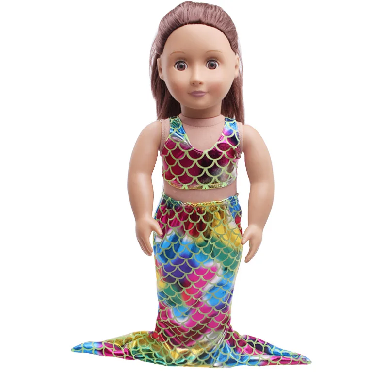 

Doll clothes Fancy colorful mermaid tail Bikini swimsuit accessories fit 18 inch Girl doll and 43 cm baby dolls c405
