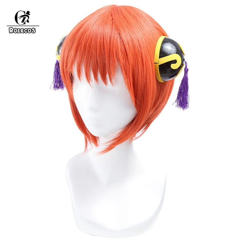 Головные уборы ROLECOS Gintama Kagura для косплея синтетические волосы 30 см оранжевые