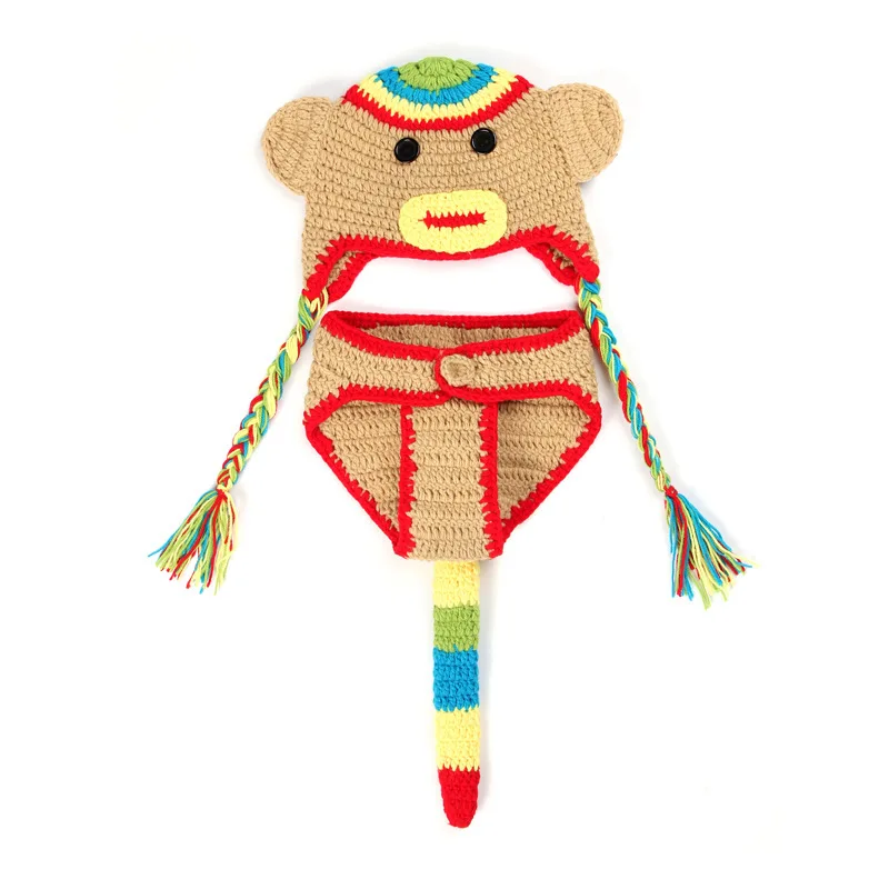 Color monkey newborn one hundred days as the full moon illuminated hand-woven children's photography clothing | Детская одежда и