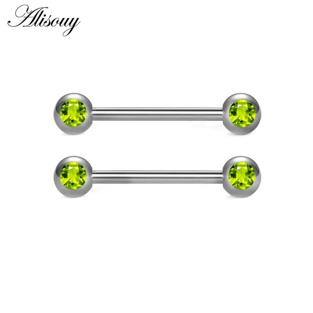 Light Green Alisouy 1 шт. внутренняя резьба из нержавеющей стали штанга для языка пирсинг сосков язык прямые Серьги-штанги кольца ювелирные изделия для тела - Окраска металла: Light Green